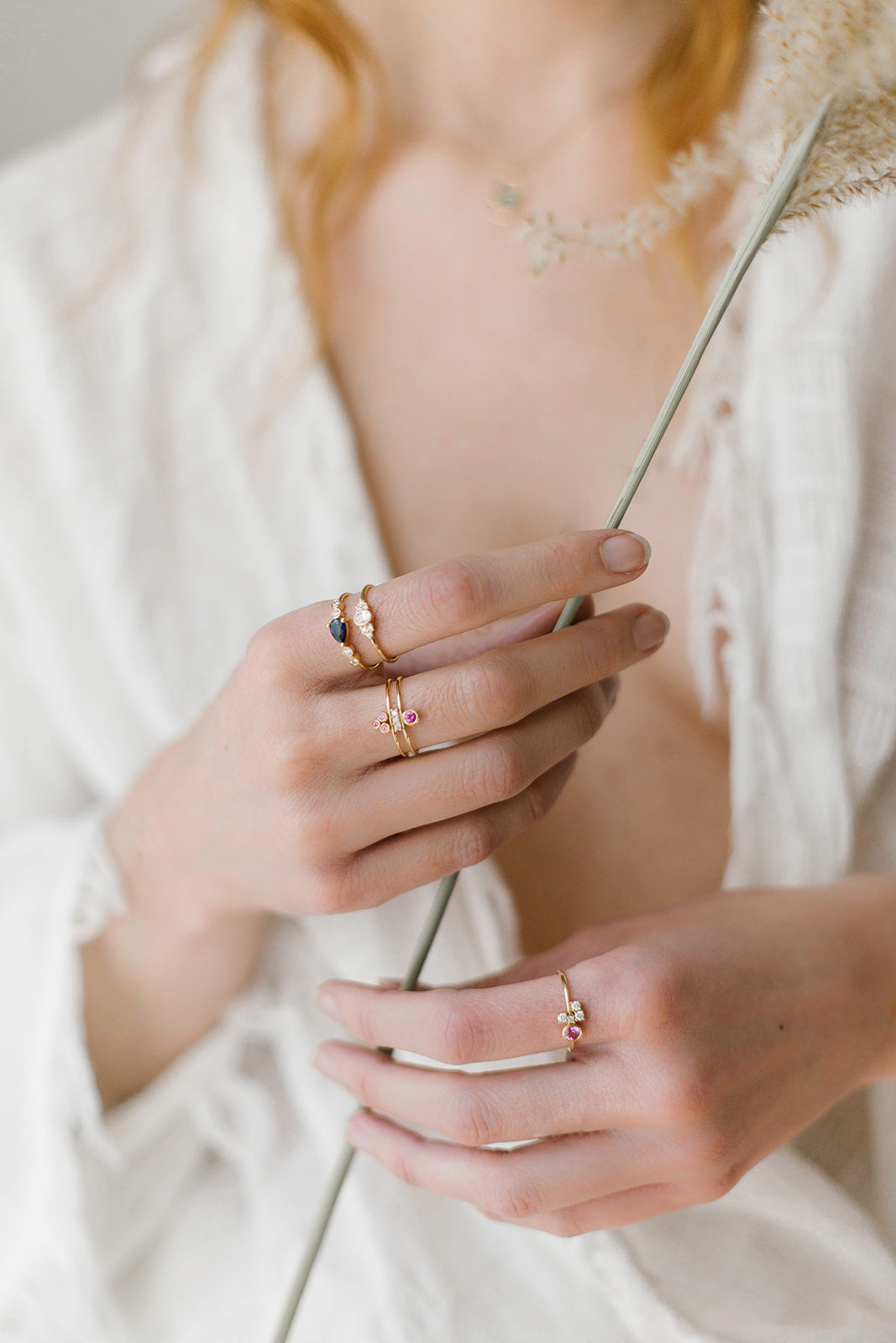 Synchronicity ring 2 diamonds and pink sapphires