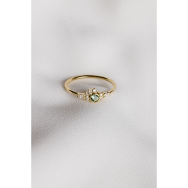 Lumineuse ring green - 18k recycled gold, tourmaline & diamonds