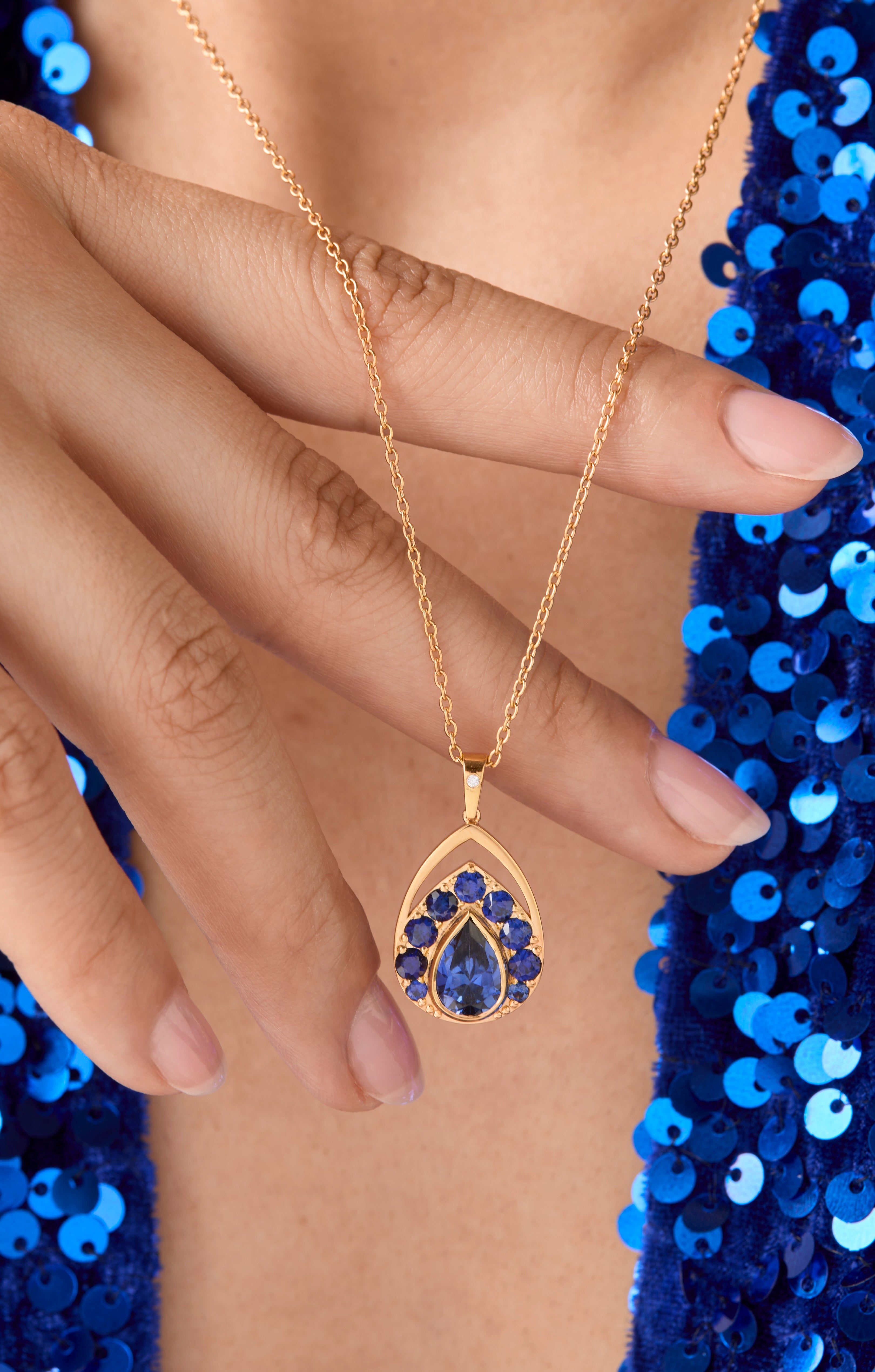 Collier Cocon - Saphirs bleus